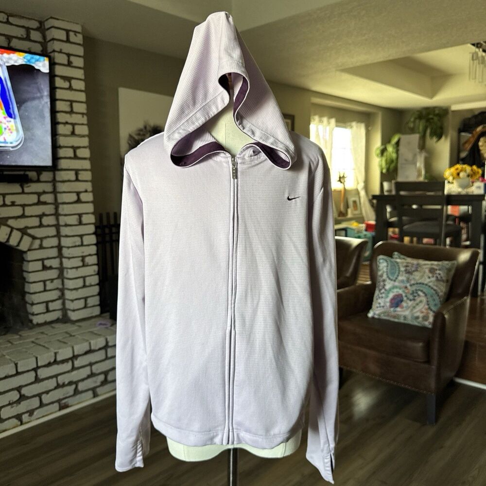 Nike Women's Full Zip Hooded Jacket Lavender Purple Textured Waffle Knit